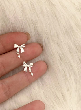 蝴蝶结星星耳钉女生养耳洞星芒耳环小众独特设计高级感百搭耳饰