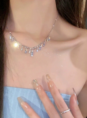 小众设计感锁骨链RONERAI锆石女