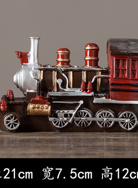 复古工艺风火车模型摆件客厅电视柜酒柜摆设创意装饰火车头摆件