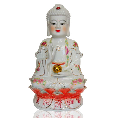 如来阿弥陀佛药师佛释迦牟尼佛佛祖陶瓷三宝佛像家用居家装饰摆件 - 图0