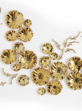 电视柜客厅沙发背景墙创意装饰陶瓷鱼群荷叶立体墙面装饰墙饰挂件