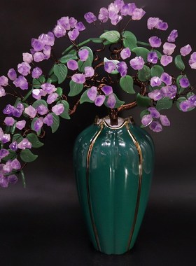 紫水晶发财树摇钱树客厅招财酒柜玄关装饰品开业结婚乔迁新居送礼