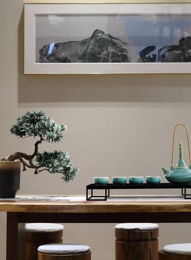 新中式陶瓷茶具套装托盘摆件茶室茶几桌面摆设酒店样板房软装饰品