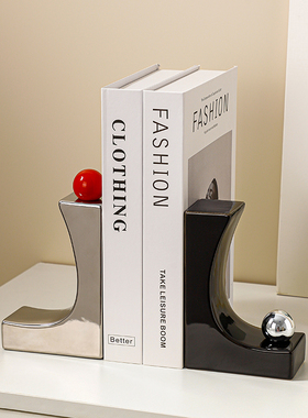 创意小众书挡摆件电视柜酒柜客厅玄关书柜陶瓷桌面书立家居装饰品