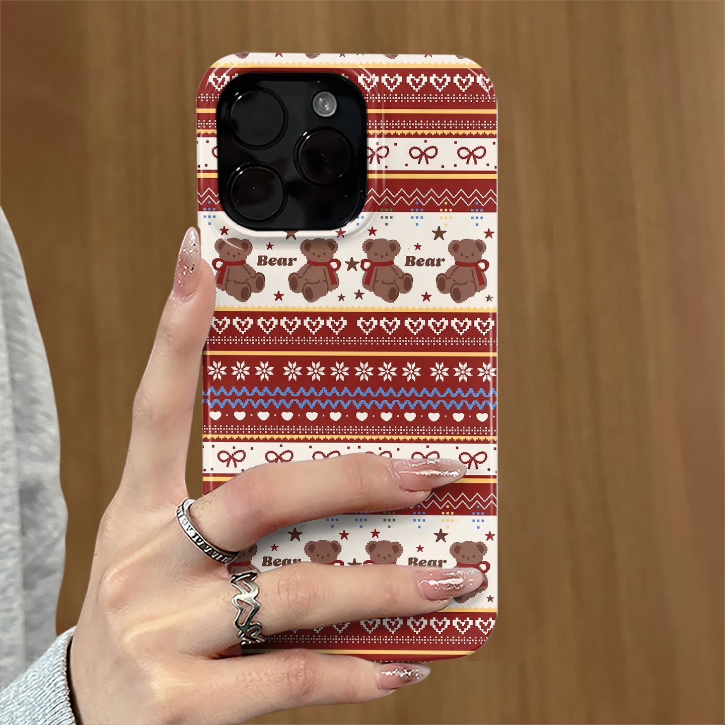 雪花小熊适用苹果16promax手机壳iPhone17pro新款iP15pro卡通14秋冬13防摔套12小米oppo华为11荣耀vivo红米e - 图2