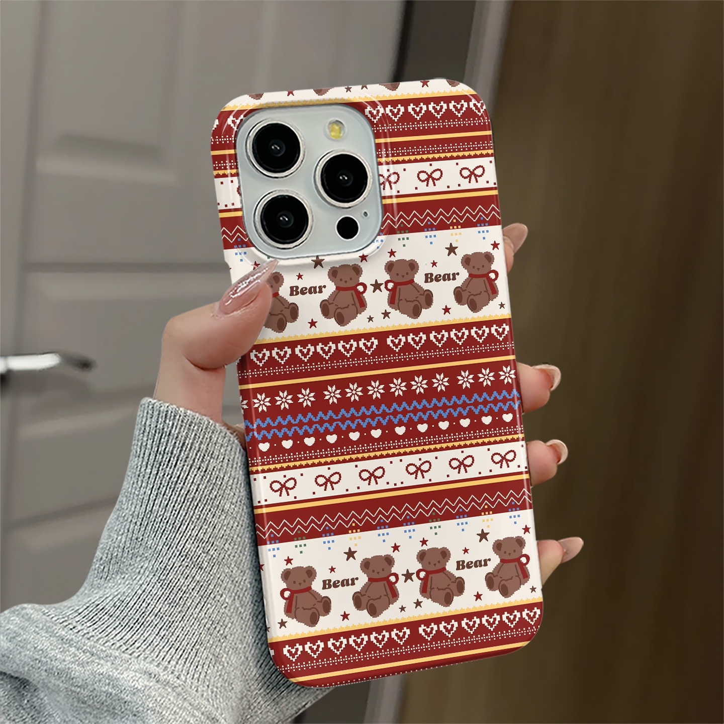 雪花小熊适用苹果16promax手机壳iPhone17pro新款iP15pro卡通14秋冬13防摔套12小米oppo华为11荣耀vivo红米e - 图3