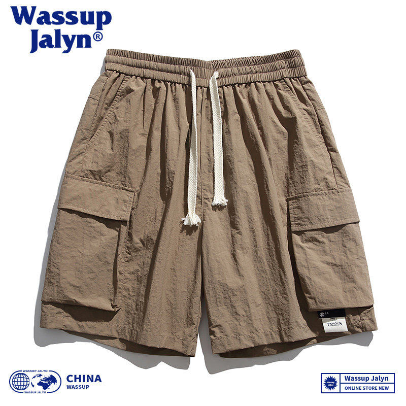 WASSUP JALYN工装短裤男士夏季冰丝薄款口袋运动休闲沙滩裤五分裤,淘宝优惠券,粉丝福利购,淘宝优惠卷