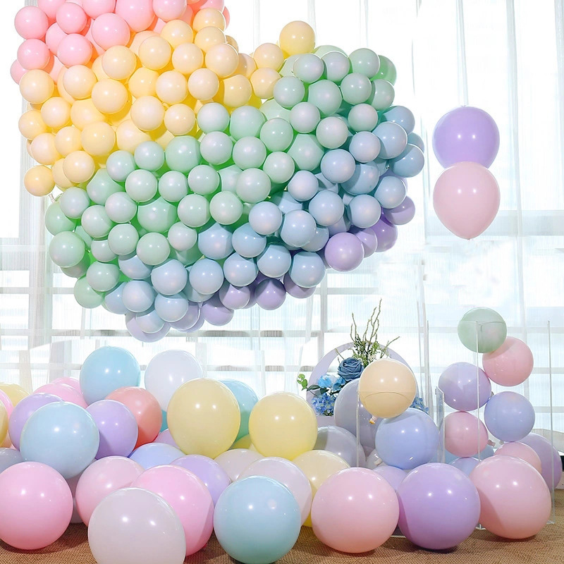 加厚马卡龙气球无毒儿童生日气球批发周岁场景布置装饰彩色粉色系