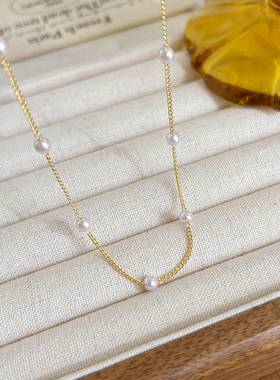 法式珍珠款项链高级感气质颈链