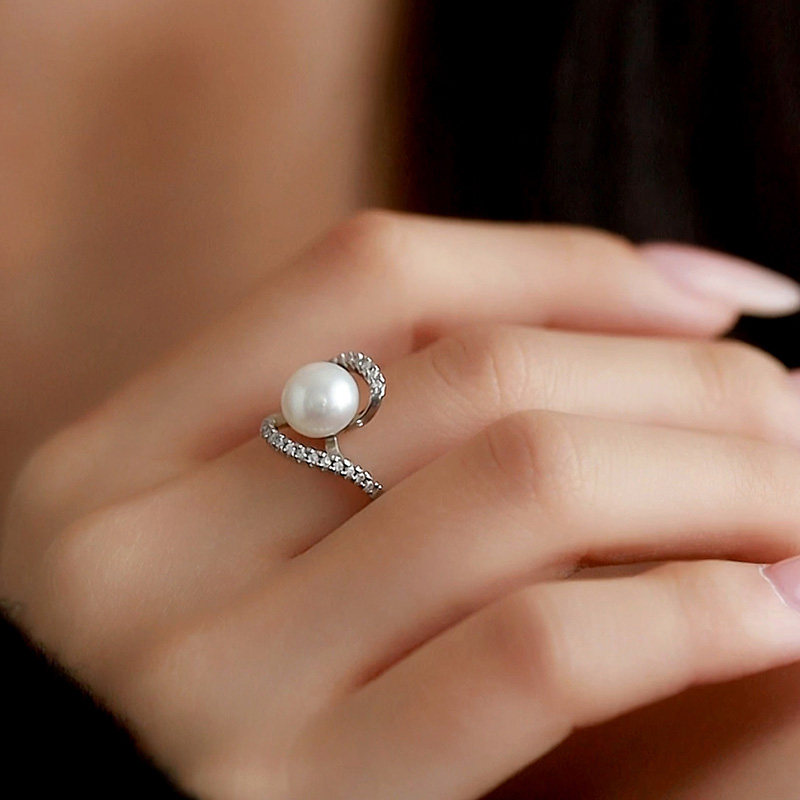 珍氏珠宝天然淡水珍珠戒指女款 简约镶锆交叉精致时尚优雅开口戒,淘宝优惠券,粉丝福利购,淘宝优惠卷