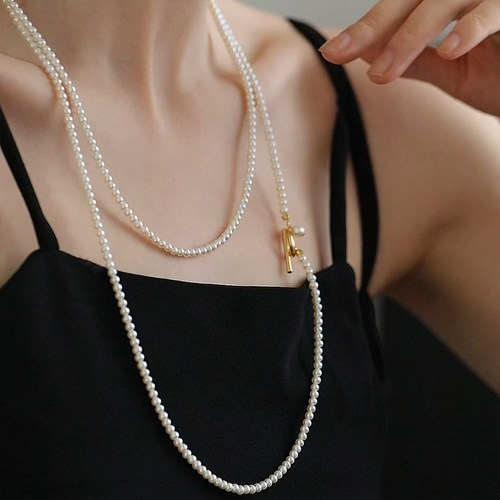 珍氏珠宝天然淡水baby珠项链女气质优雅秋冬多层叠戴毛衣链 1.2米 - 图1