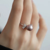 Jane's Jewelry Natural Freshwater Pearl Ring Women's Round Purple Butterfly Cool and Elegant Adjustable Ring