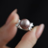 Jane's Jewelry Natural Freshwater Pearl Ring Women's Round Purple Butterfly Cool and Elegant Adjustable Ring