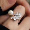 Jane's Jewelry Natural Freshwater Pearl Ring for Women Fashionable, Luxurious and Exquisite High-end Open Ring Ring