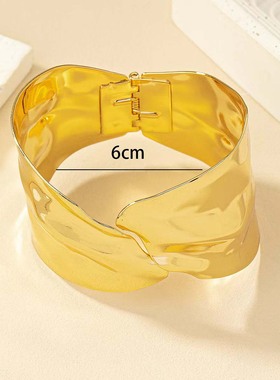 欧美金属不规则开口手镯女冷淡风