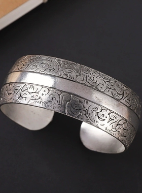 苗疆民族风复古新中式宽面镯子
