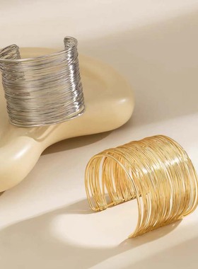 欧美个性多层金属开口手镯异域风