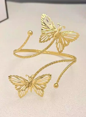 欧美个性蝴蝶金色冷淡风手镯