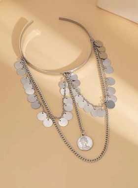 欧美复古流苏多层钱币臂钏