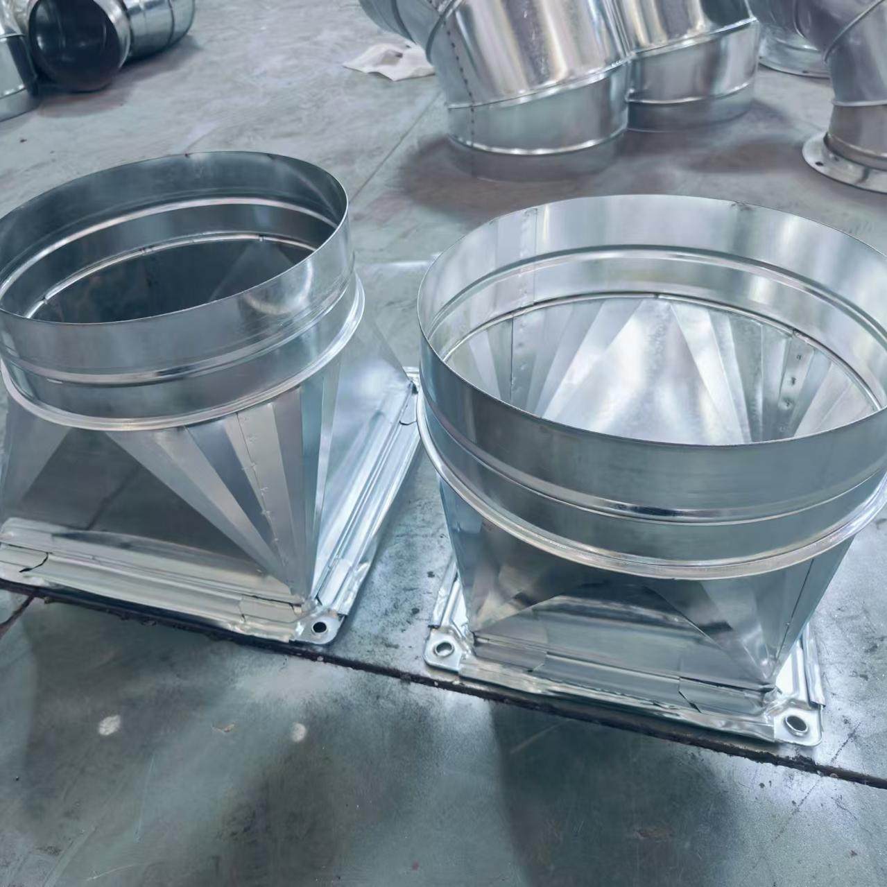 风机法兰接口油烟净化器天方地圆出风口变径接头烧烤车方改圆配件