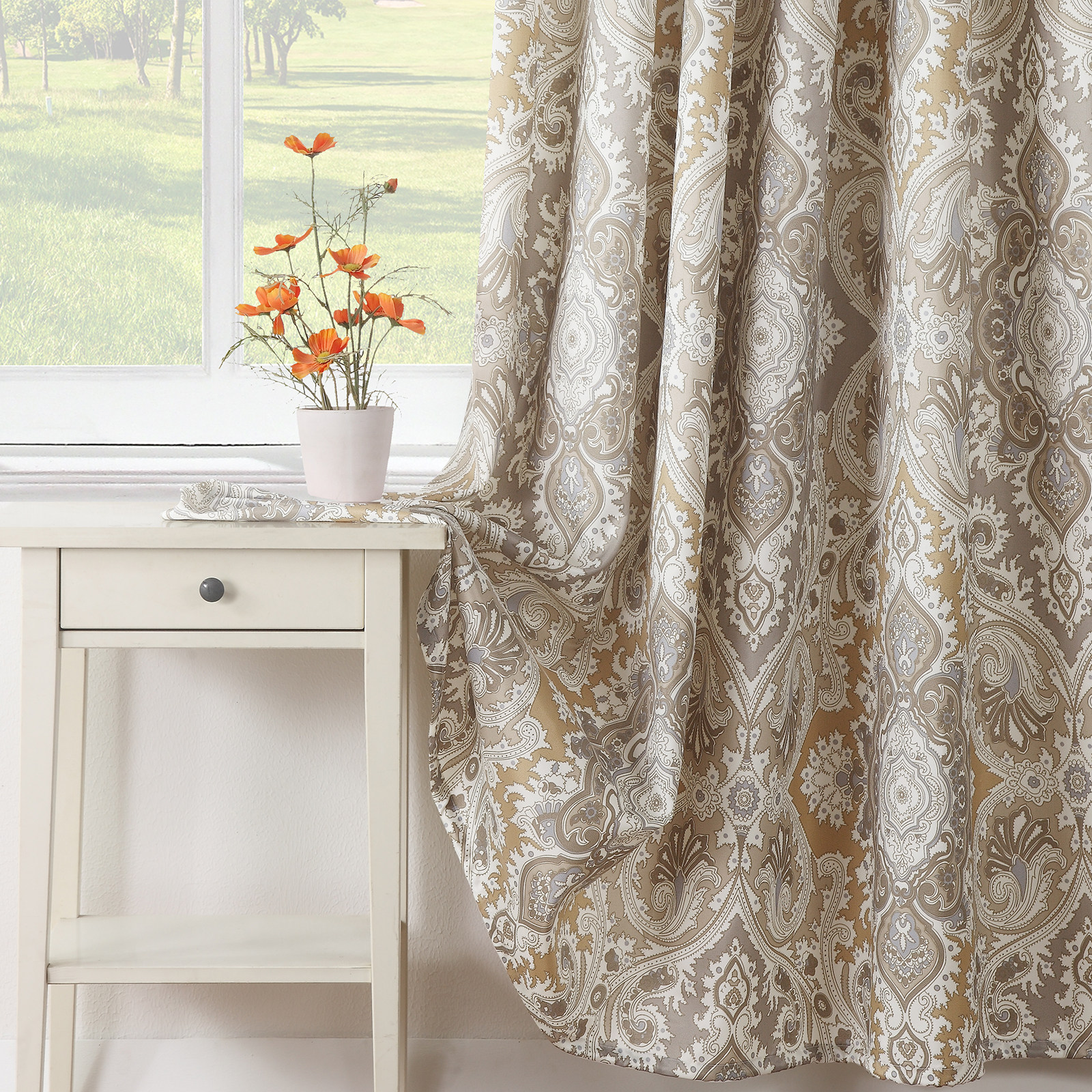 黛世欧式复古轻奢涤纶布料防水防霉浴帘隔断加厚不透浴室干湿分离