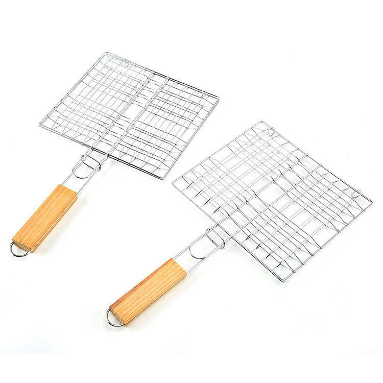 2026新款不锈钢烧烤神器烤鱼网夹木柄汉堡烤肉夹具套装家用烧烤夹,淘宝优惠券,粉丝福利购,淘宝优惠卷