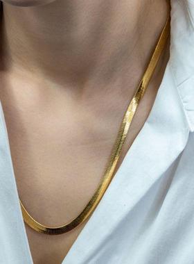 New 925 Sterling silver 18K Gold 4MM Flat chain Necklace for