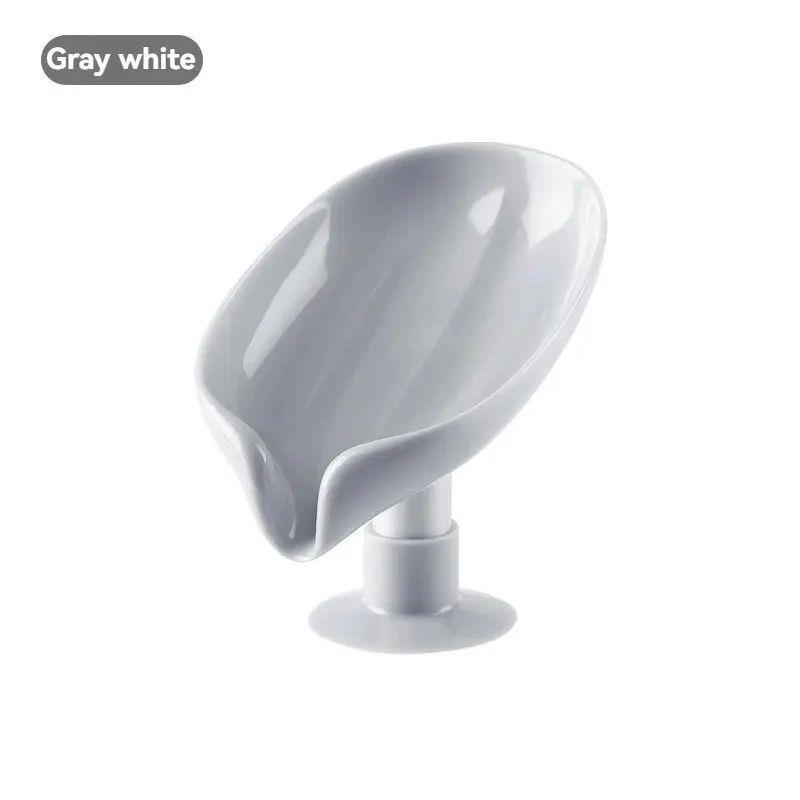 2pcs Drain Soap Holder Leaf Shape Soap Box Suction Cup Tray - 图0