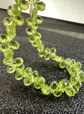 天然橄榄石S925银水滴闪刻面手链