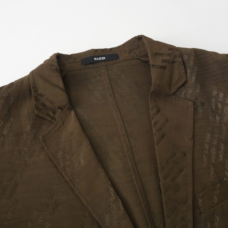 RARE威雅男装奥莱秋冬男士绿色字母提花西服外套,淘宝优惠券,粉丝福利购,淘宝优惠卷