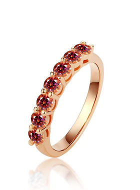 一字七星莫桑石戒指s925纯银七公主经典皇冠时尚风格戒指跨境