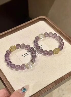 寺庙同款路路通仿紫水晶设计款手串文玩民族寺庙文创手串礼物