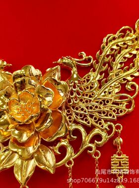 新娘结婚首饰仿真铜镀金项链配饰时尚百搭感华丽婚庆三金饰品