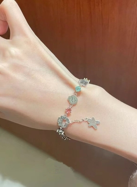 超可爱卡通童趣少女心彩色锆石姜饼人手链女细款小众时尚百搭手饰