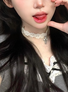 ins甜酷风十字架蕾丝项圈项链女短款choker颈链颈带绑带锁骨链韩