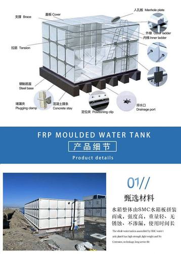 大型地埋水箱养殖场玻璃钢水箱方形家用储水蓄保温水箱消防水箱-图0