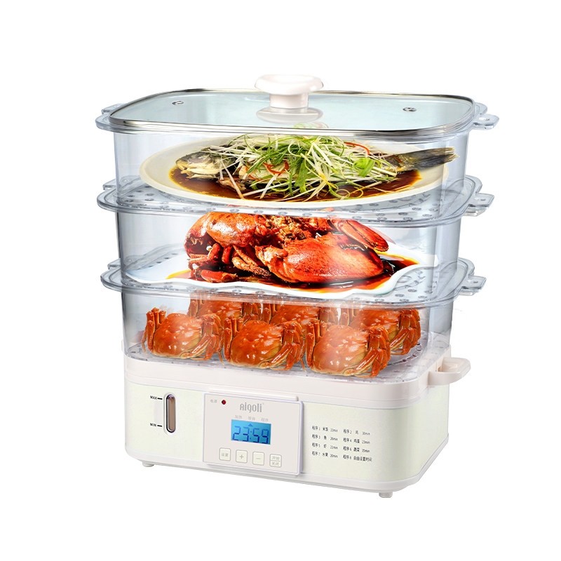 艾格丽多功能家用长方形电蒸锅双预约商用蒸锅层大容量防干烧定时,淘宝优惠券,粉丝福利购,淘宝优惠卷