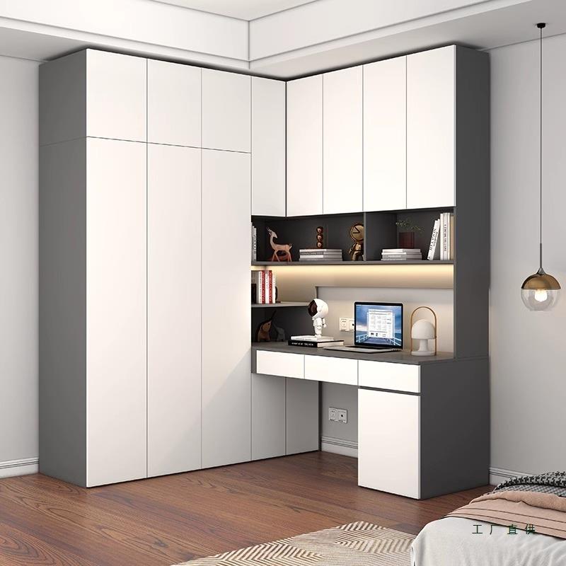 ENF级衣柜转角电脑桌组合小户型卧室家用L拐角连书桌柜一体可定 - 图2