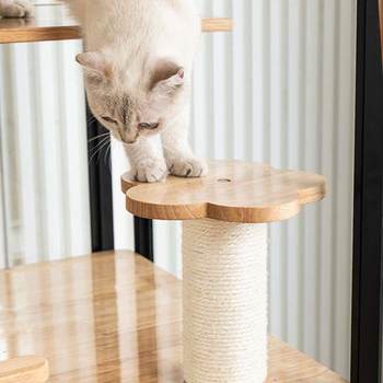 ເຮືອນວິນລາແມວຫລູຫລາລະດັບສູງອາພາດເມັນຂະຫນາດນ້ອຍໃນເຮືອນ cat cage indoor ຕູ້ cat ແກ້ວທັງຫມົດ panoramic cage cat customizable cat