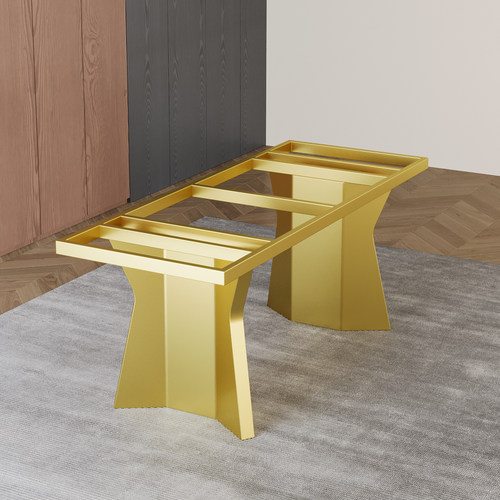 大理石桌腿支架岩板奢石茶桌底座桌脚大板桌子腿不锈钢金属餐台脚 - 图2