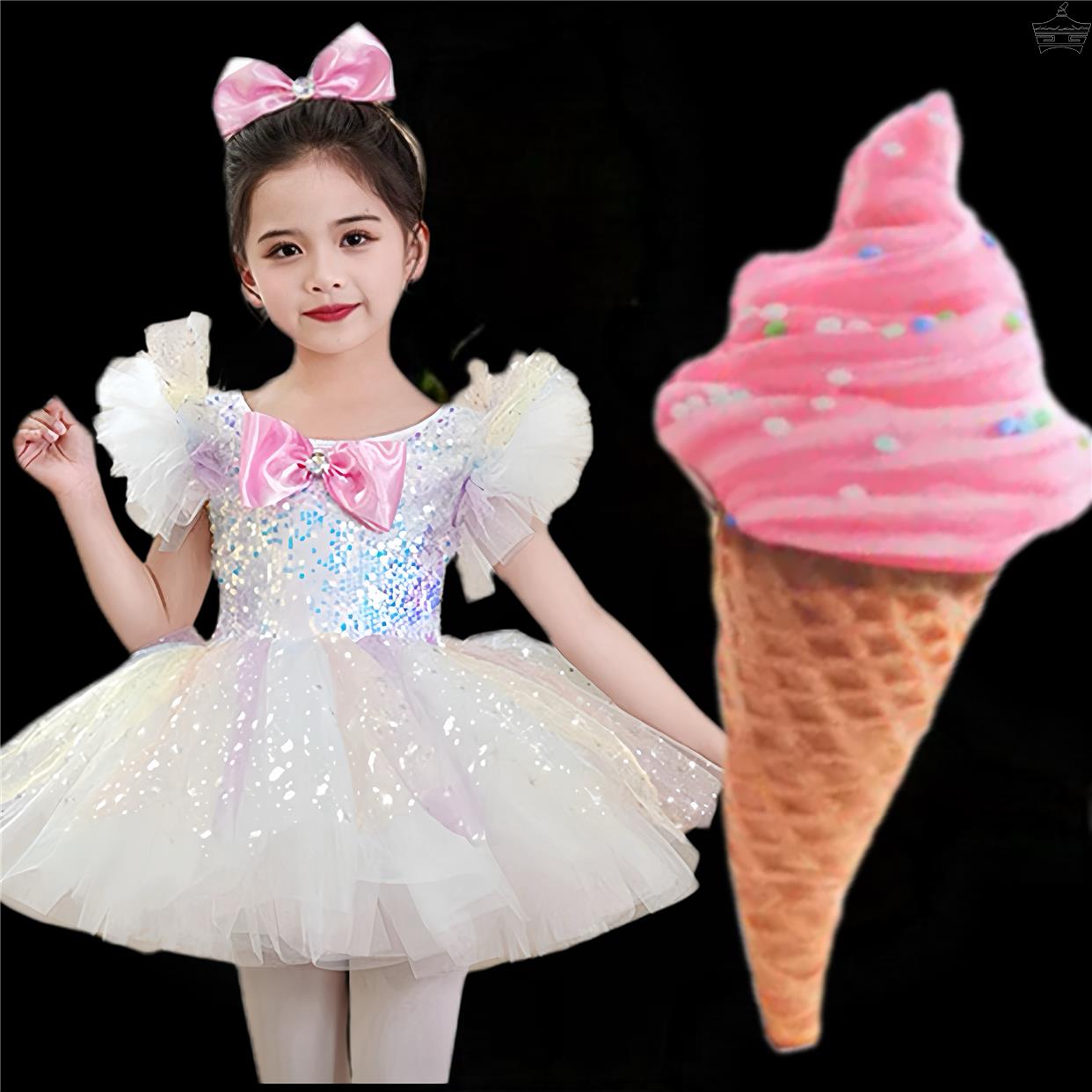 冰淇淋的味道演出服小雪糕舞蹈道具幼儿女童可爱蓬蓬纱裙表演服装 - 图1