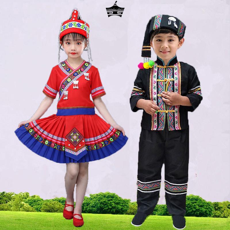 儿童畲族服装女装三月三少数民族女童畲族传统舞蹈服装长袖新款男-图3
