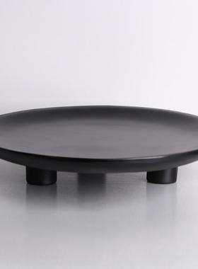 现代简约侘寂风三脚托盘收纳盘水果盘酒店别墅客厅样板房摆件清仓