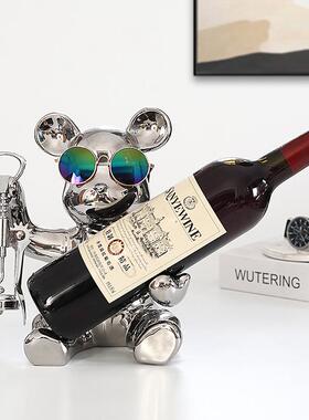 网红熊创意高档客厅红酒架摆件酒柜装饰品家居玄关餐桌电视柜摆设