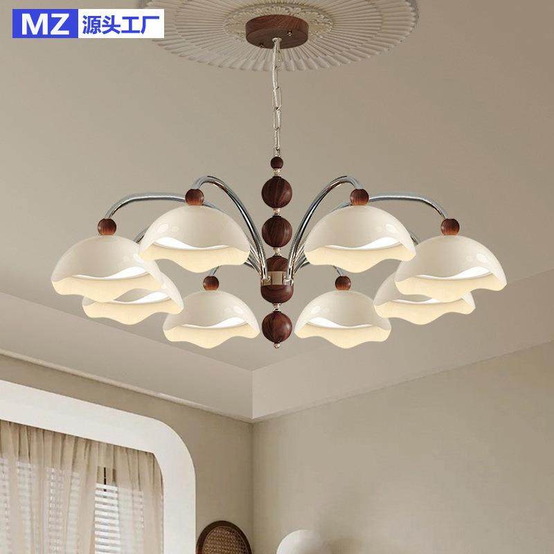 奶油中古风蛋壳吊灯客厅主灯2025年新款护眼法式风餐桌餐厅卧室灯,淘宝优惠券,粉丝福利购,淘宝优惠卷