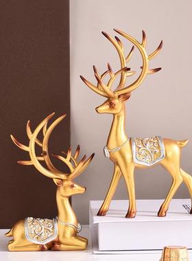 欧式软装摆件家居客厅酒柜创意装饰品现代房间电视柜饰品鹿摆设