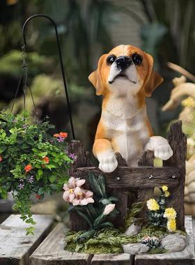 新款仿真小狗吊篮花盆树脂工艺品摆件户外花园院子园林装饰品
