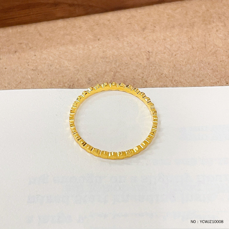 Pure gold 999.9 solid solid fish scale four-leaf clover hoop ring