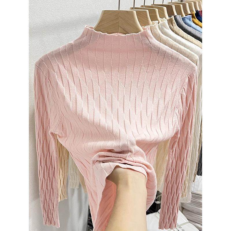 高端品牌半高领针织打底衫女秋冬小香风内搭长袖小衫正品高档上衣,淘宝优惠券,粉丝福利购,淘宝优惠卷