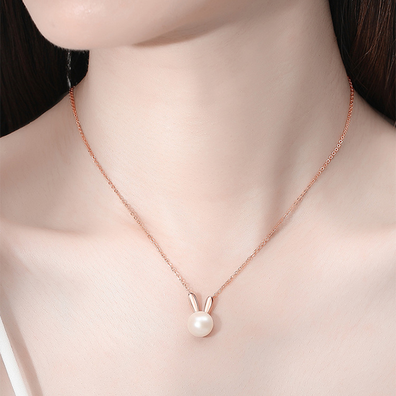 【自营】Idokawa小兔子珍珠项链女2025新款纯银akoya澳白吊坠小众 - 图2